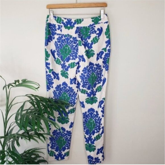 Boden | Blue Green Cream Sorrento Ankle Skimmer Linen Pants Size US 2R - Picture 3 of 5